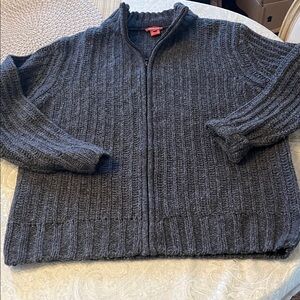 Sundance Dark Gray Ribbed Full-Zip Sweater 100% wool Men’s Cardigan Sweater